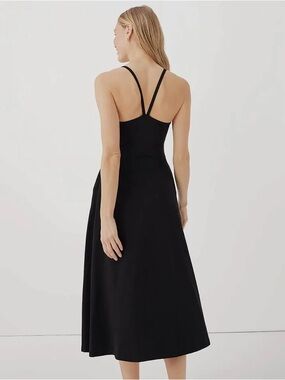 Pact Women's Black Organic Cotton Fit & Flare Midi Dress